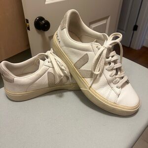 Veja White and Cream Sneakers